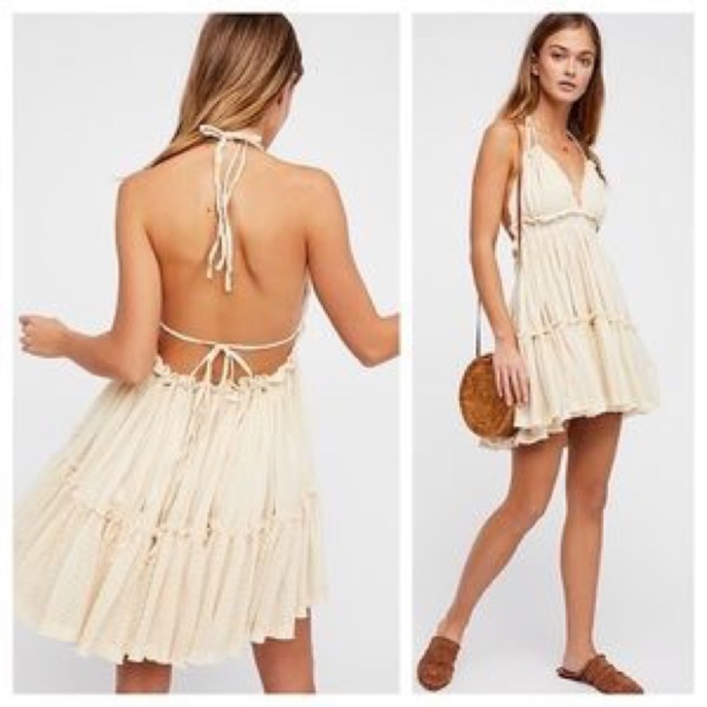 NWT Free People 100 Degree Mini Dress in Light Tan